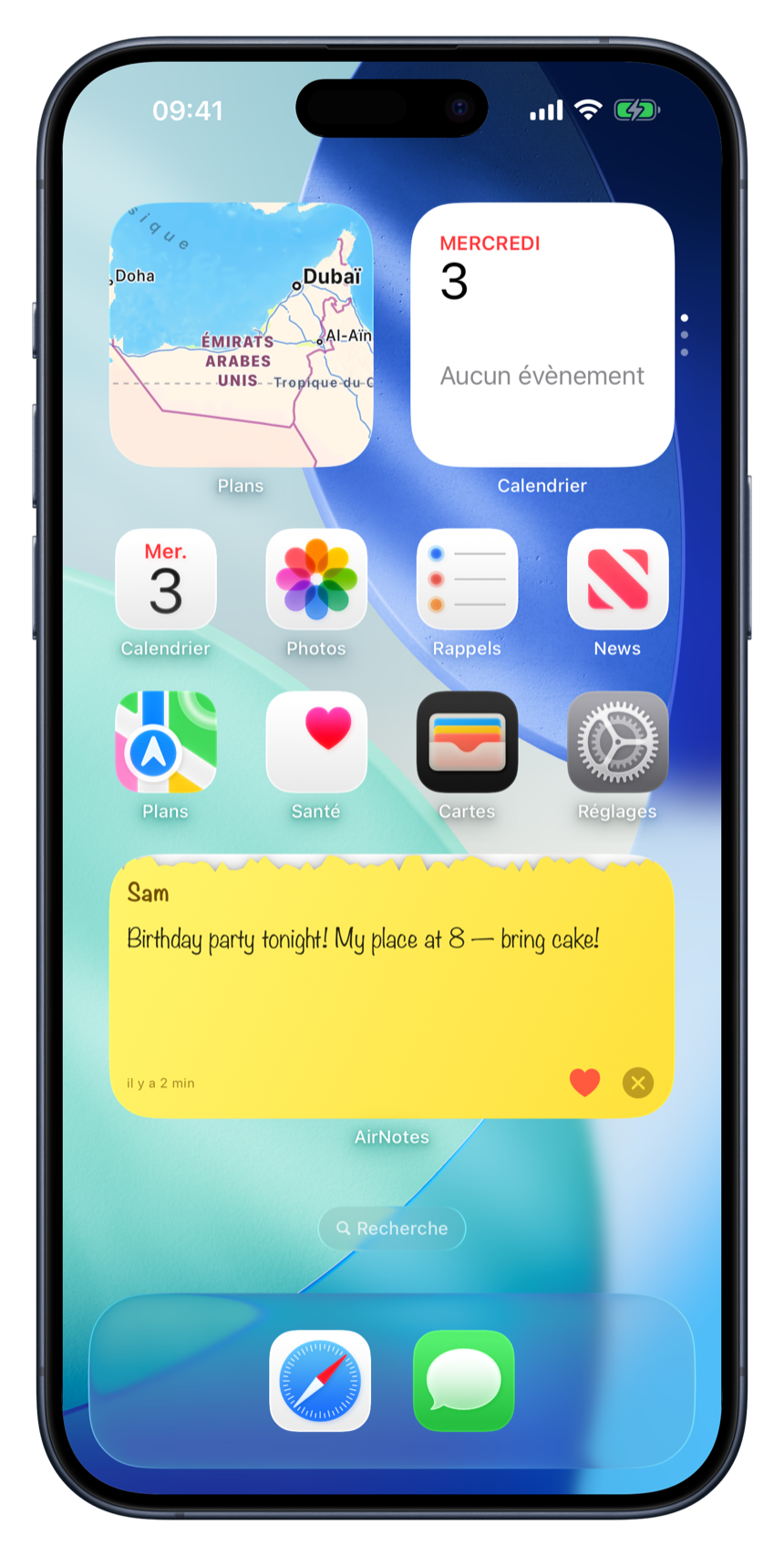 AirNotes widget on the Home Screen