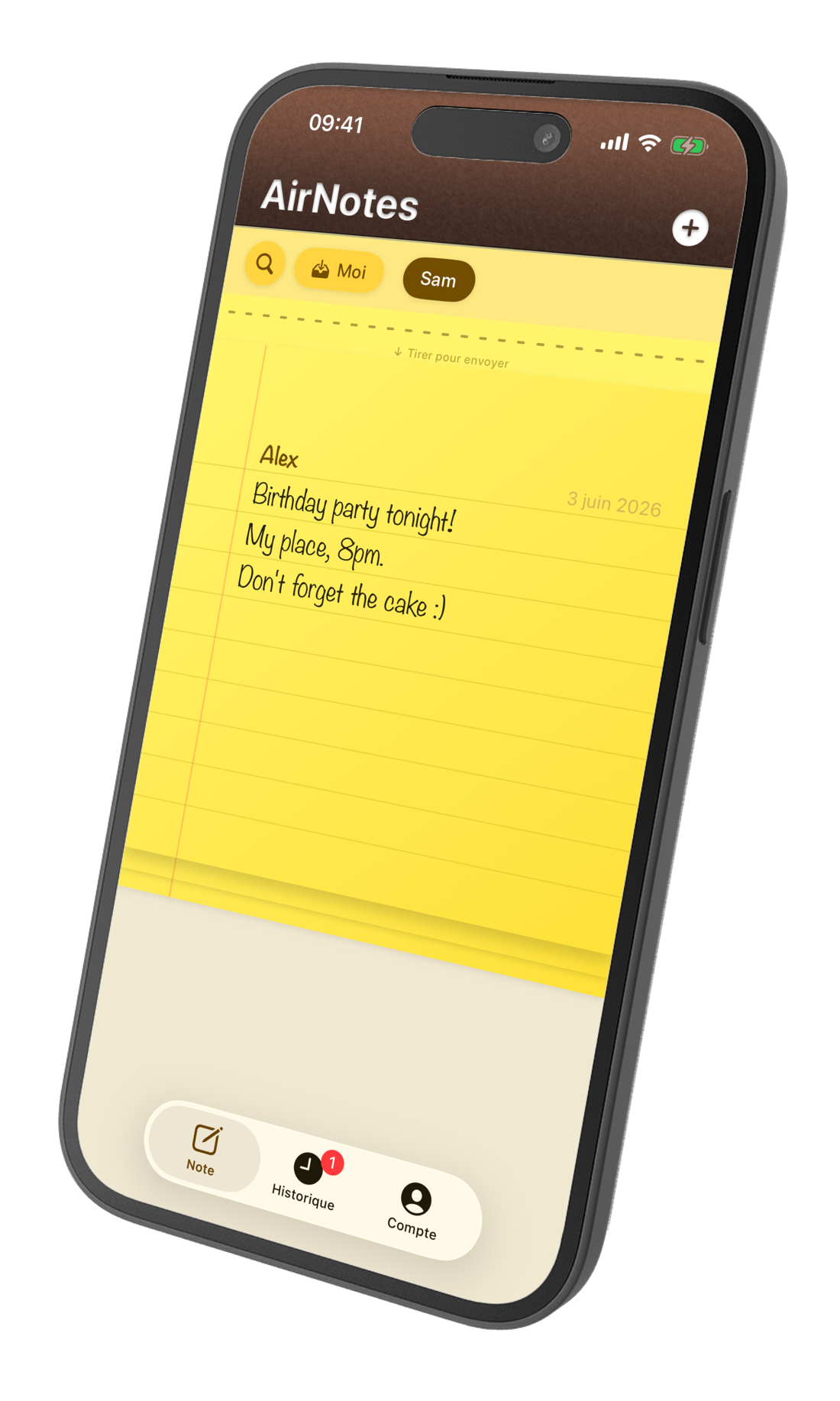 AirNotes — compose screen on iPhone